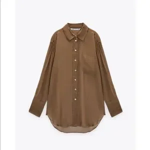 zara semi sheer fluid blouse
